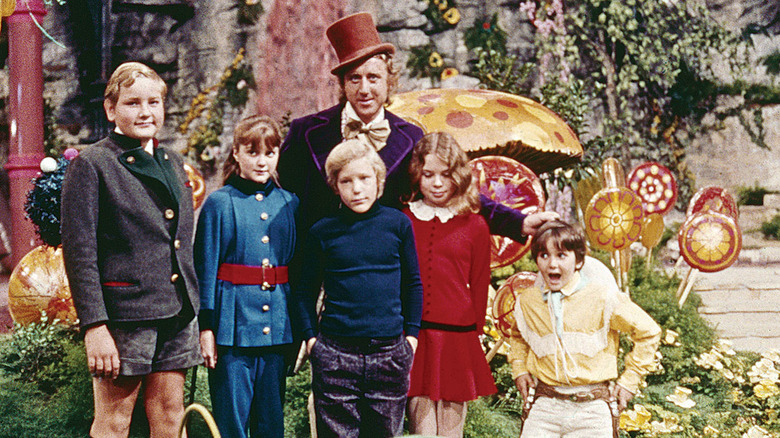 Willy Wonka and the golden ticket winners in "Willy Wonka and the Chocolate Factory"