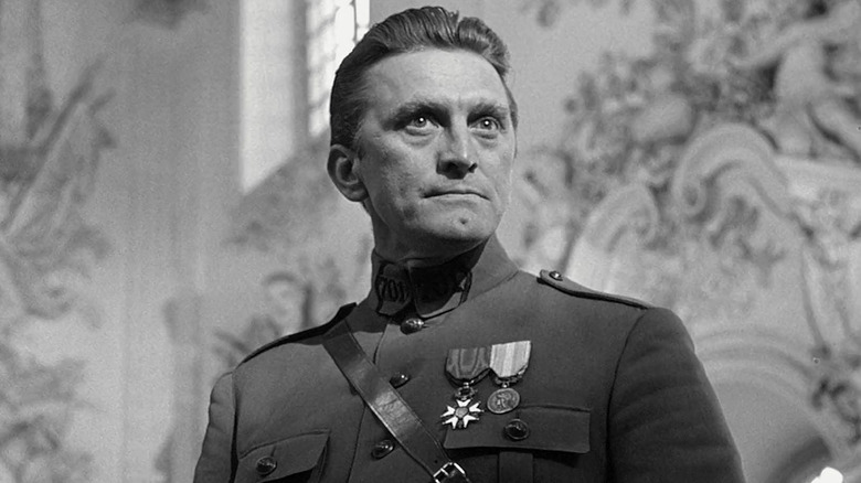 Colonel Dax (Kirk Douglas) looks determined in his military uniform in Paths of Glory