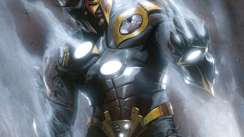 Nova with damaged armor in an Annihilation comic cover