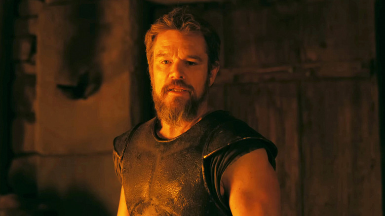 Odysseus carrying the weight of destroying civilization on his shoulders looks guilty as hell in The Odyssey