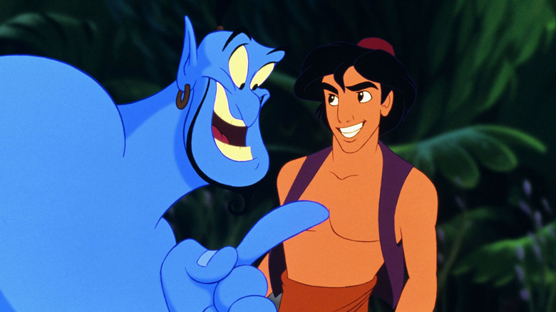 The Genie and Aladdin smile at each other in Aladdin.
