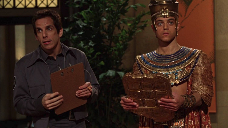 Ben Stiller as Larry Daley next to Rami Malek as Ahkmenrah in Night at the Museum