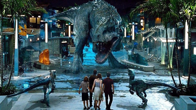 The Indominous rex eyes its prey in Jurassic World