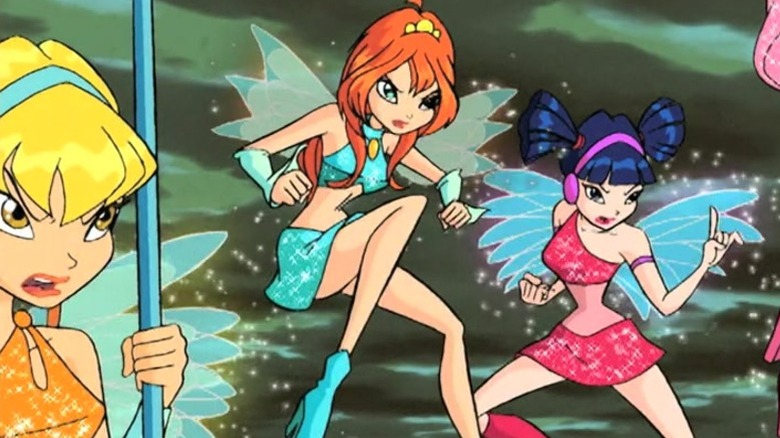 Stella, Bloom, and Musa flying close by each other on Winx Club