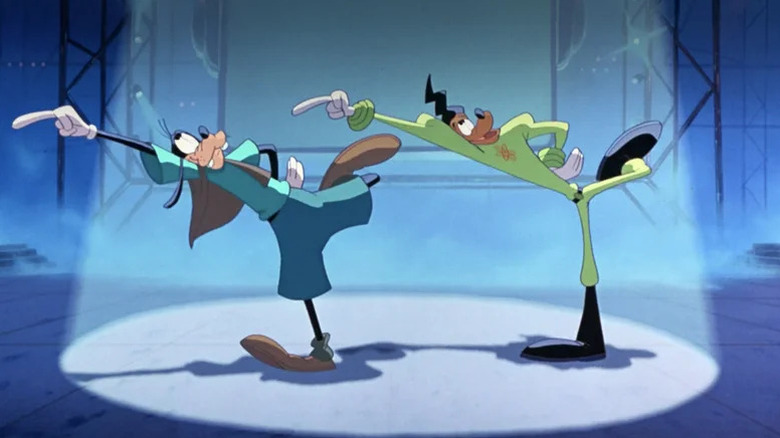 Goofy and Powerline do the Perfect Cast on stage in Los Angeles in A Goofy Movie