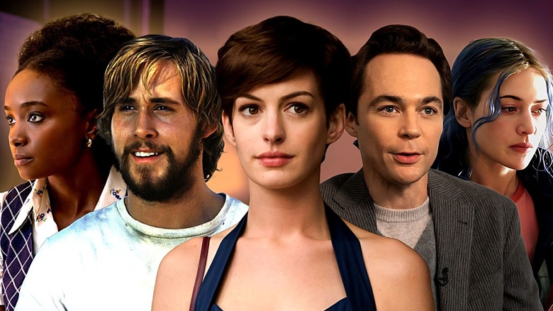 KiKi Lane as Tish Rivers in If Beale Street Could Talk stands next to Ryan Gosling as Noah Calhoun in The Notebook, Anne Hathaway as Emma in One Day, Jim Parsons as Michael Ausiello in Spoiler Alert, and Kate Winslet as Clementine Kruczynski in Eternal Sunshine of the Spotless Mind