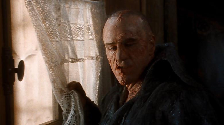The monster by a window in Mary Shelley's Frankenstein