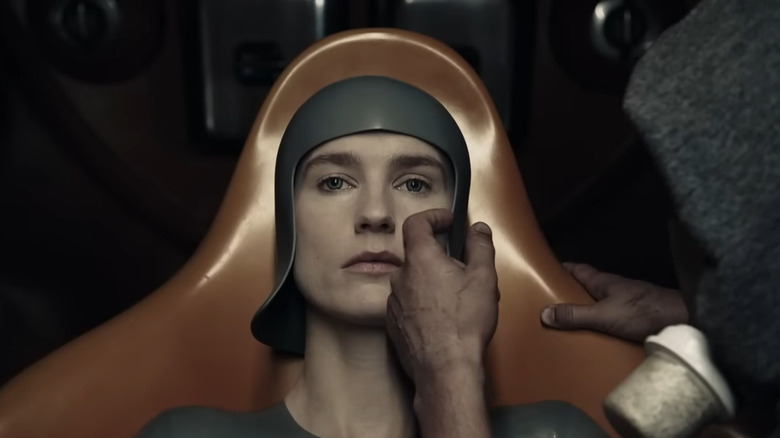 Mother (Amanda Collin) lying down on Raised by Wolves