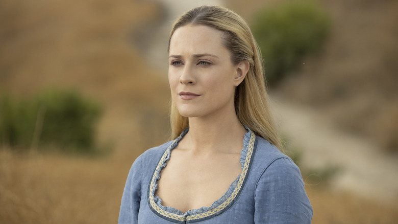 Dolores Abernathy (Evan Rachel Wood) in the wilderness on Westworld