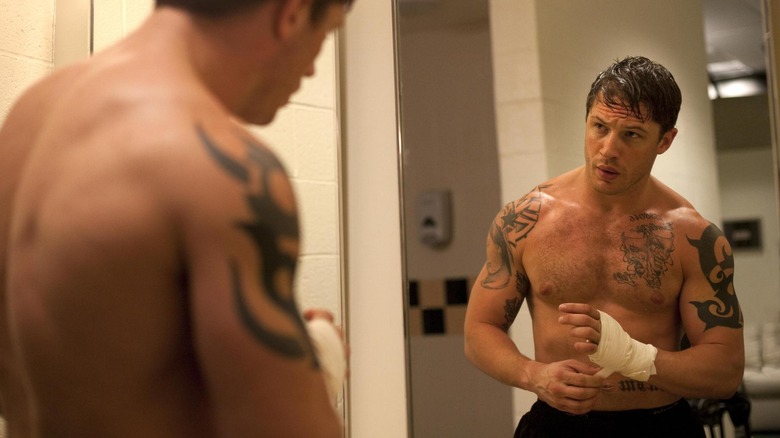 Tom Hardy as Tommy, prepping for a fight in Warrior