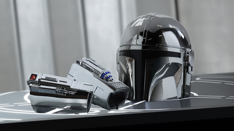 The Mandalorian helmet and gauntlets
