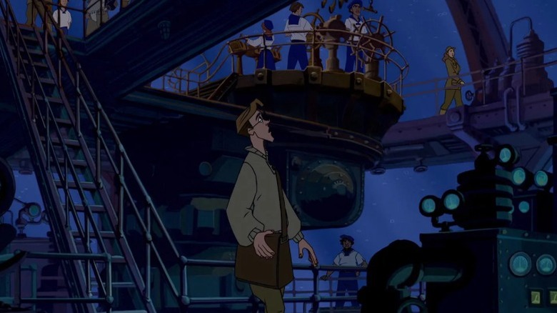 Milo Thatch looking around inside the Ulysses submarine in Atlantis: The Lost Empire