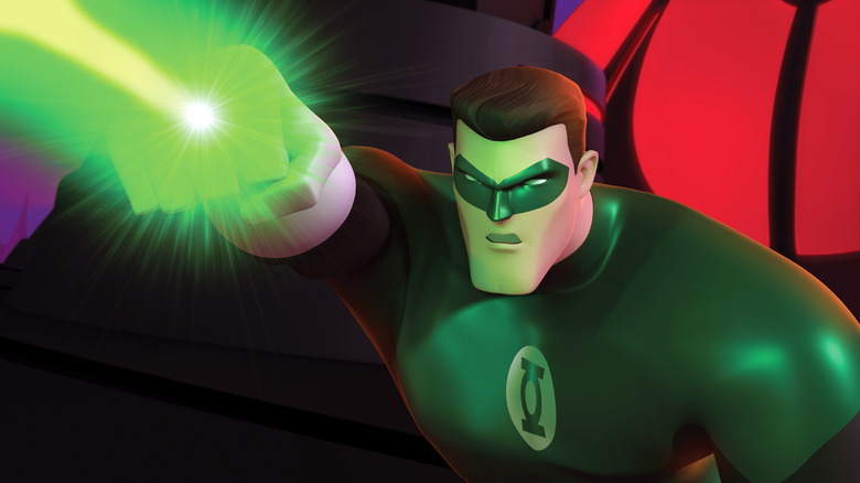 Hal Jordan fires a green beam in Green Lantern: The Animated Series.