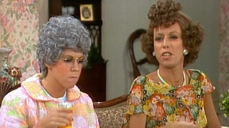 Vicki Lawrence and Carol Burnett play sketch characters in The Carol Burnett Show