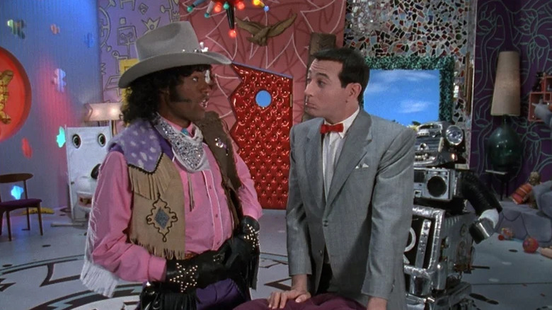 Laurence Fishburne as Cowboy Curtis is a guest of Paul Reubens' Pee-wee Herman at Pee-wee's Playhouse