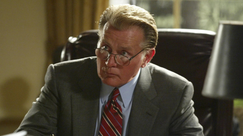 Jed Bartlet raising his eyebrows on The West Wing