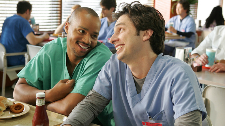 Donald Faison and Zach Braff as Turk and JD on Scrubs
