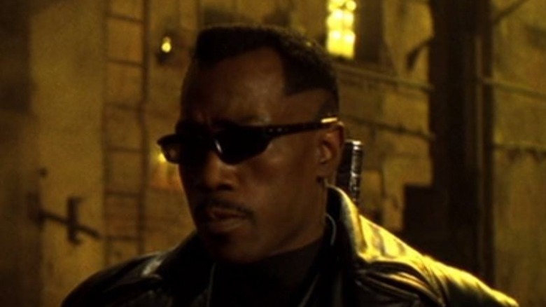 Wesley Snipes as Blade, wearing sunglasses at night in Blade II