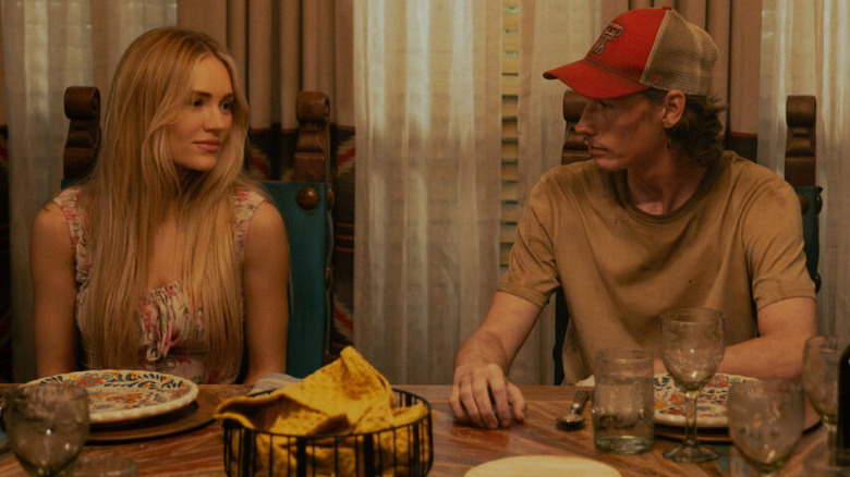 Cooper and Einsley sitting at the dinner table on Landman