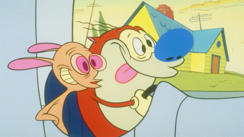 Ren and Stimpy driving in The Ren and Stimpy Show