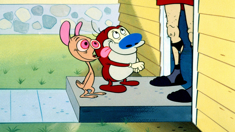 Ren and Stimpy going door to door in The Ren and Stimpy Show