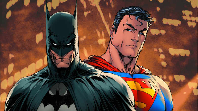 Batman frowning next to Superman in DC Comcs