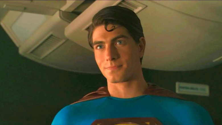 Superman grinning inside of a plane in Superman Returns