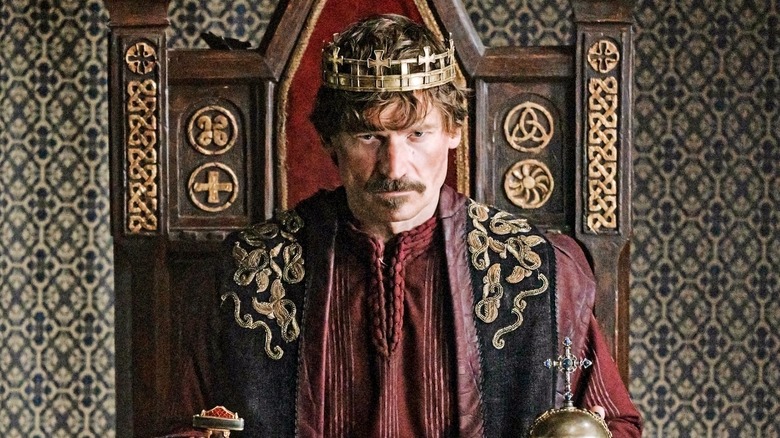 Nikolaj Coster-Waldau as William, Duke of Normandy, sitting on his throne in King and Conqueror