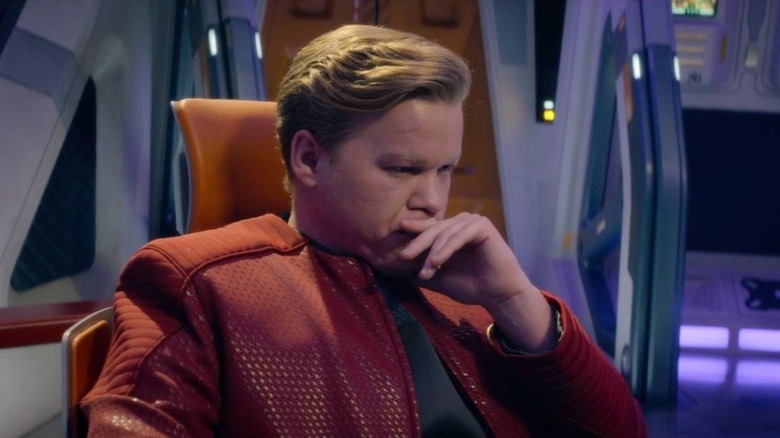 Jesse Plemons' Captain Daly looking worried on Black Mirror