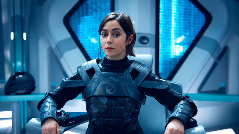 Nanette Cole sits in the captain's chair of the USS Callister in Black Mirror season 7