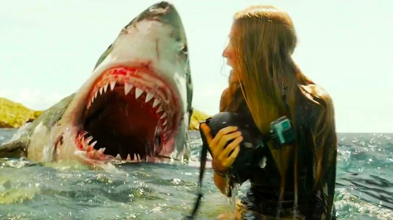 Nancy being attacked by a shark in The Shallows
