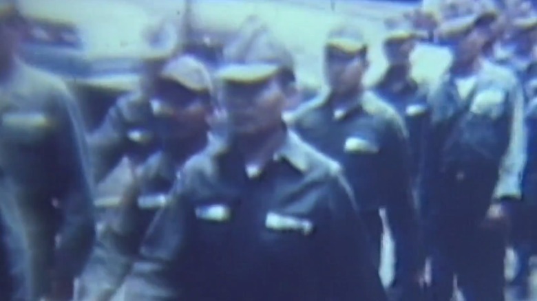 Footage of soldiers marching at The School of the Americas