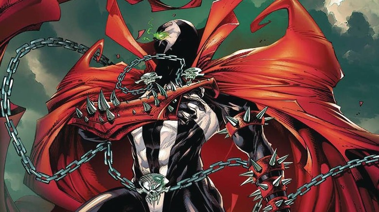 Spawn surrounded in chains on the cover of Spawn #366