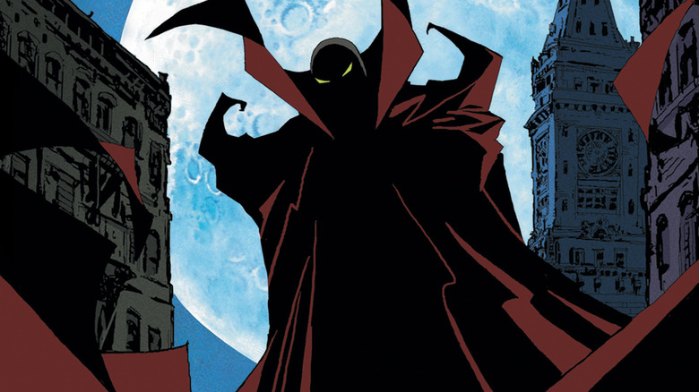 Spawn against the backdrop of the city in the Spawn animated series