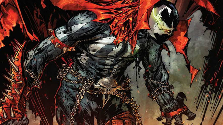 Spawn looking mangled and burnt on the cover for Spawn Compendium 7