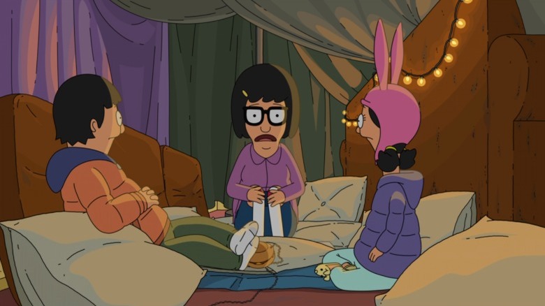 Gene, Tina, and Louise in a pillow fort