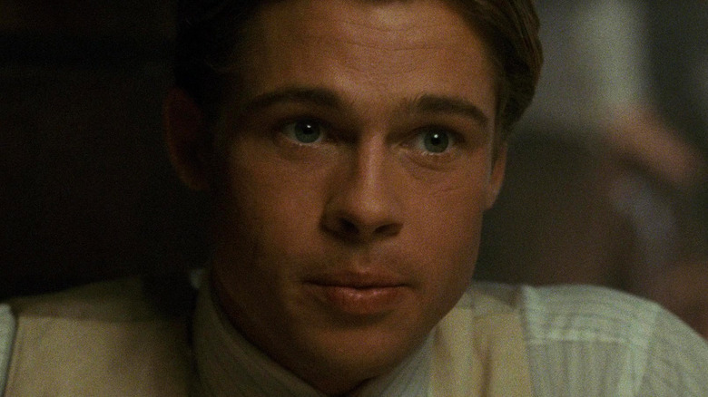 Brad Pitt's Paul Maclean is seen in closeup in A River Runs Through It