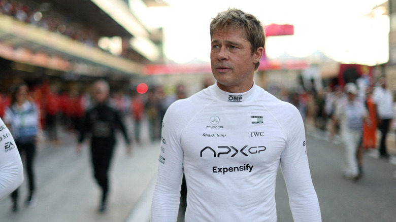 Sonny Hayes in a racing suit in F1