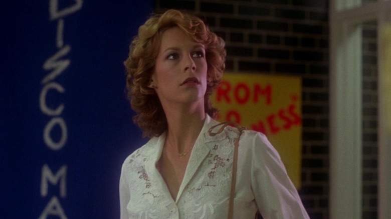 Jamie Lee Curtis as Kim Hammond prepares for a terrifying Prom Night