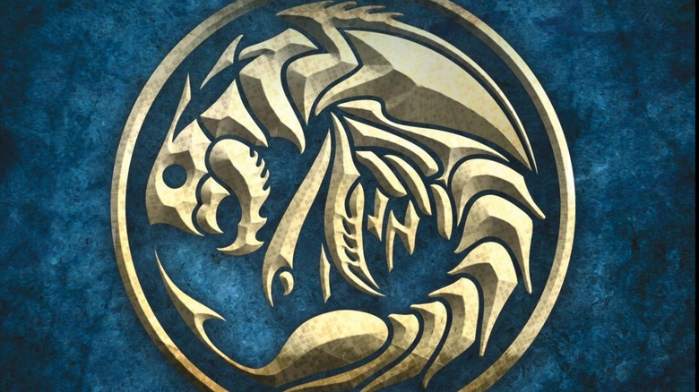 A stylized larkin skeleton on the cover of Dawnshard