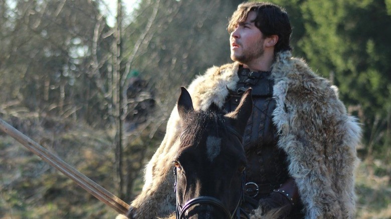 A young warrior on horseback in Robert the Bruce