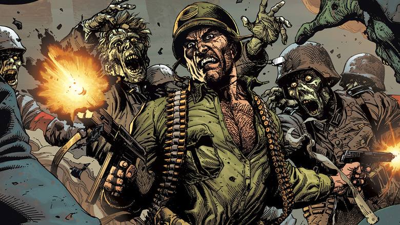 Bruce Cambell and Sgt. Rock vs the Army of the Dead Variant cover mashup
