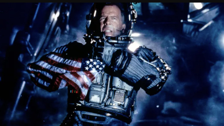 Harry Stamper brandished an American flag in Armageddon