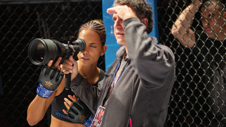 Halle Berry on the set of Bruised