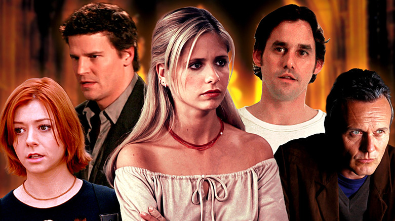 Sarah Michelle Gellar, Anthony Stewart Head, David Boreanaz, Nicholas Brendan, and Alyson Hannigan in Buffy the Vampire Slayer