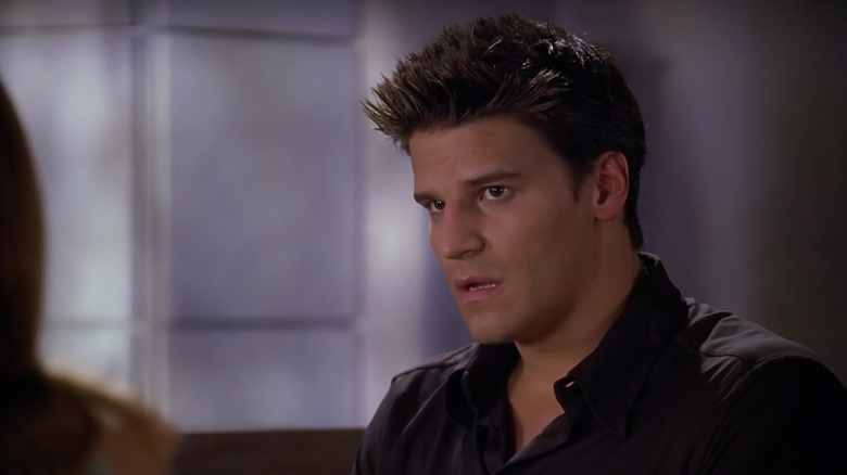 David Boreanaz as Angel on Buffy the Vampire Slayer, with really spiky hair
