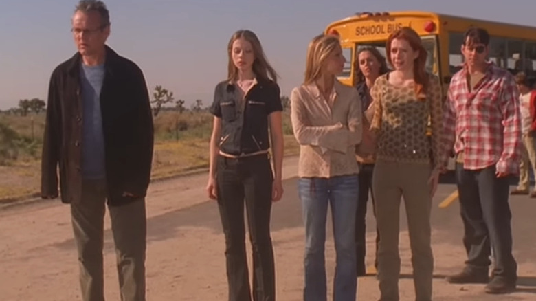 Buffy and friends in front of school bus