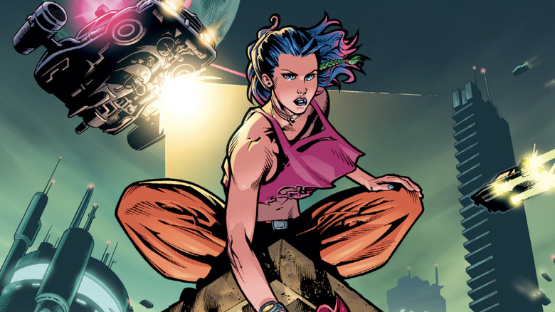 ஃபிரே #1 இல் மெலகா ஃபிரே ஒரு கூரையில் குனிந்து நிற்கிறார்