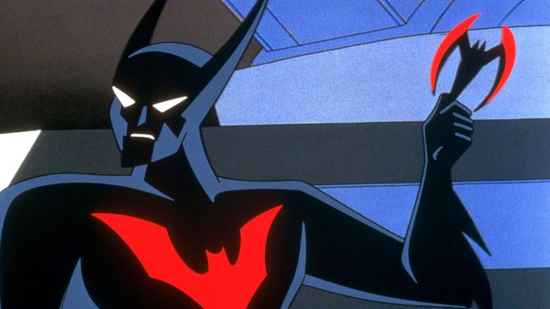 Batman Beyond Terry holding batarang