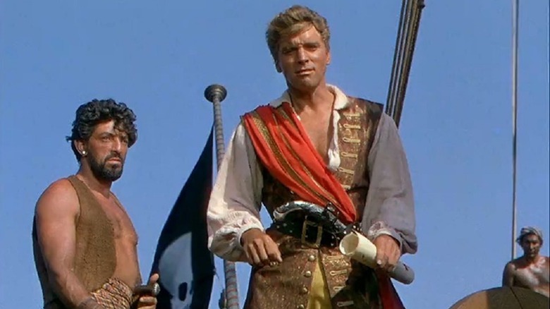 Burt Lancaster aboard a pirate ship in The Crimson Pirate